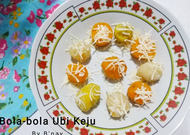 Bola-bola Ubi Keju (tanpa pewarna makanan)