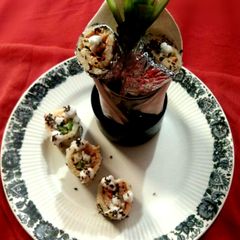 A picture of Steamed Dhokla Sushi.