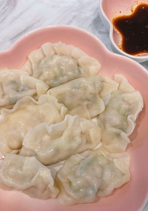 A picture of Bok Choy/Pickled Mustard Greens Dumplings.