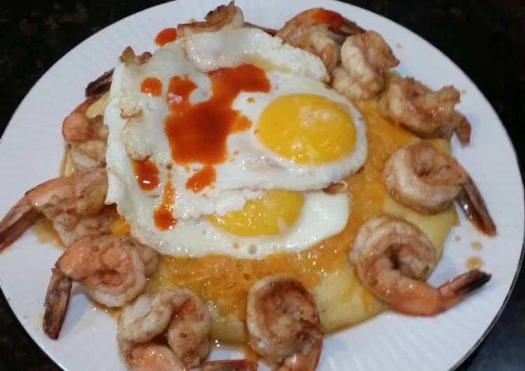 Steps to Prepare Quick Brad&#39;s shrimp and creamy polenta breakfast