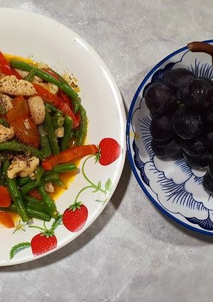 Hình của món Đậu đũa xào gà ớt.