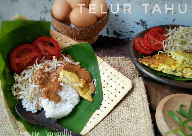 Tahu telur kepyok daun mangkokan