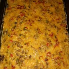 A picture of Beef mince & pasta bake.