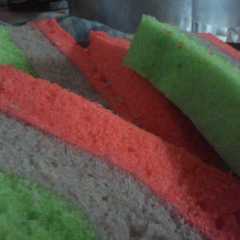 A picture of Rainbow cake versi kukus.