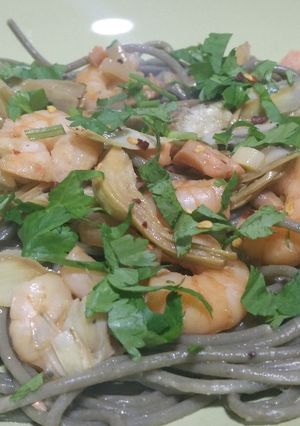 A picture of Seafood pasta.