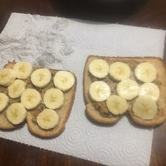 A picture of Chocolate chip,pb & banana sandwiches.