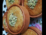 بسبوسه بدون حليب بصحن الفخار