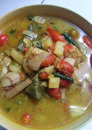 Foto resep Lodeh warna warni (mlinjo. Kacang panjang. Nangka muda.kentang)