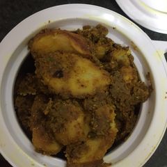 A picture of Restaurant style masala arbi.