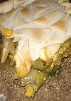 Una foto de Tarta de zapallito y choclo - APTO VEGANO