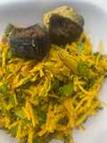 Abacha and fried fish
