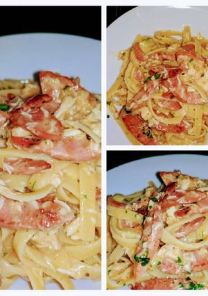 A picture of Chicken and Chorizo Carbonara.