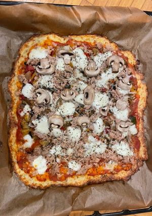 Una foto de Pizza con base de patata en horno