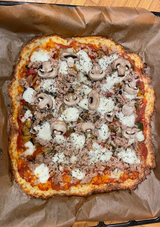 Una foto de Pizza con base de patata en horno