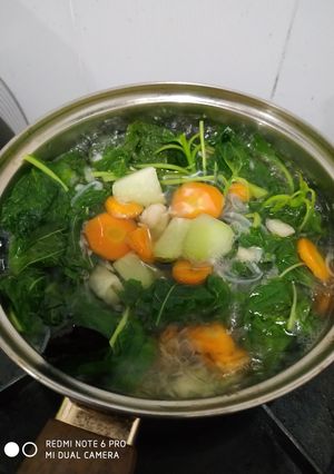 Foto resep Sayur bening Bayam Kencur Feat Wortel Labu