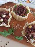 Cestini di Grana con riso rosso