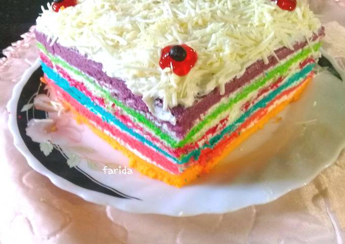 Rainbow Cake Kukus Ny. Liem Super Lembut