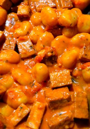 A picture of Vegan Gnocchi with Tofu in Creamy Tomato Sauce.