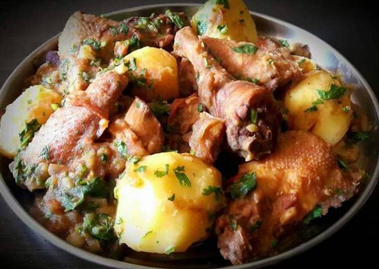 Steps to  Chicken and potatoes stew