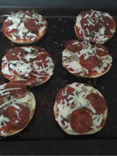 A picture of Pizza bagels.