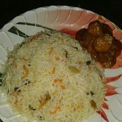 Dum aloo and mix veg pulav A picture of Dum aloo and mix veg pulav.