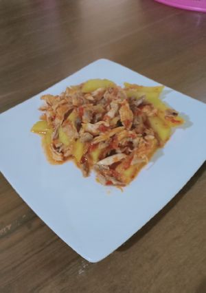 Foto resep Ayam suwir + kentang bumbu rica-rica