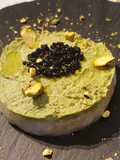 Scampi Tartare with Broccoli Pistachio Pesto and Caviar