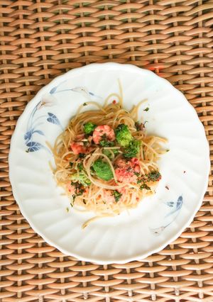 Foto resep Garlic Shrimp Pasta with Broccoli
