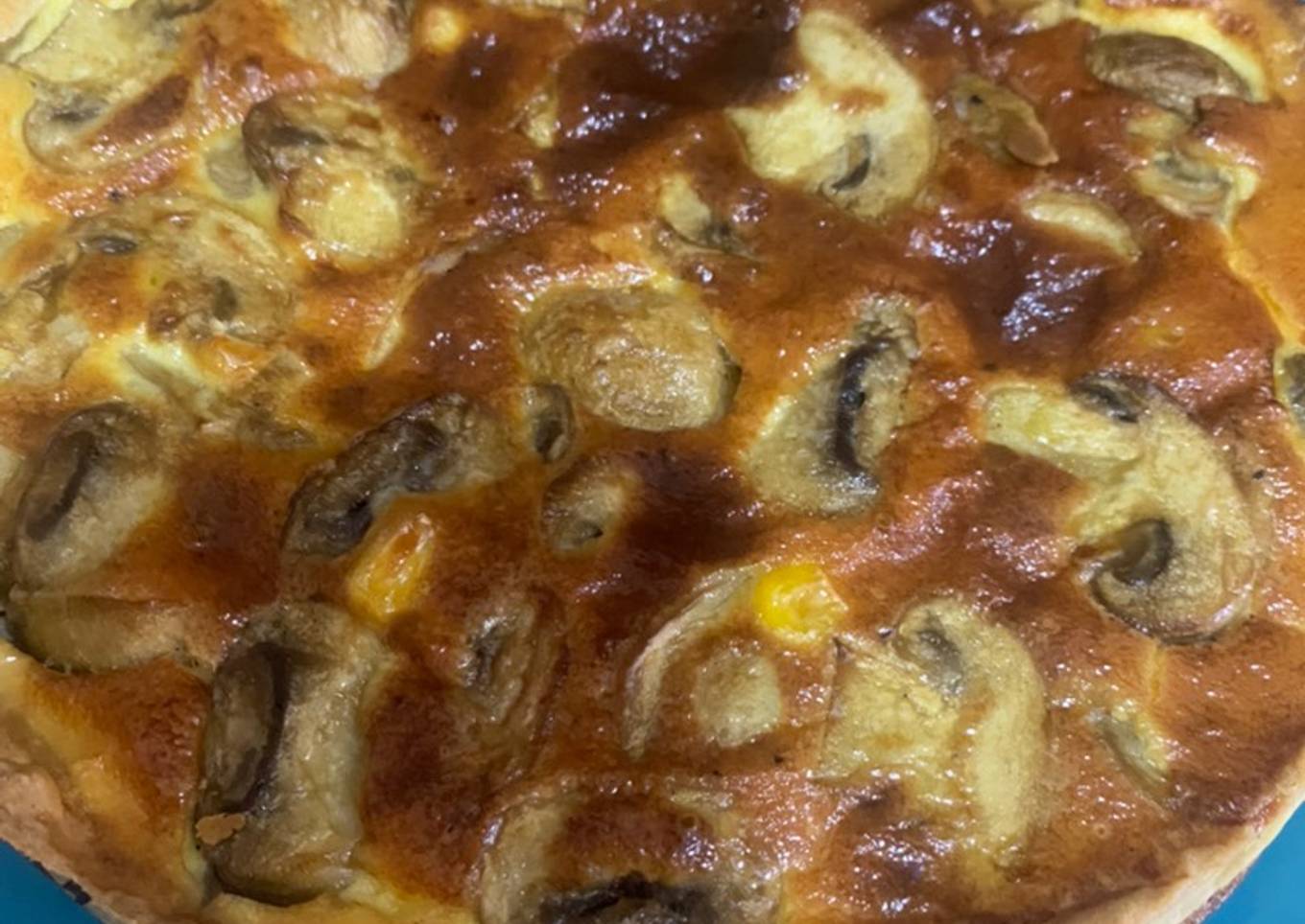 Quiche choclo champiñón