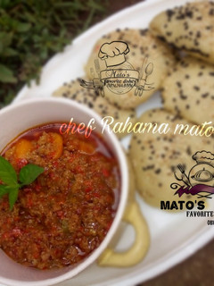 A picture of Mince meat carrot sauce serve with Homemade Gurasa.