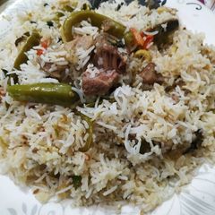 A picture of White beef pulao.