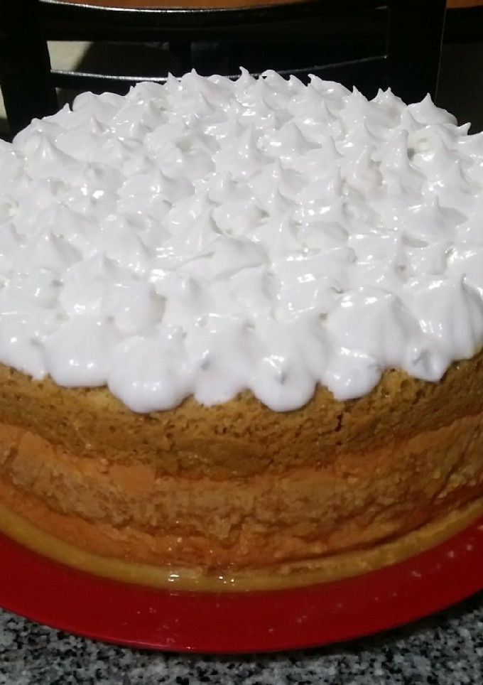 Una foto de Postre de vainillas con bizcochuelo y flan