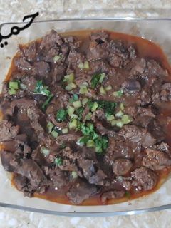 صورة لوصفة كبدة مشرملة(كبدة صوص)