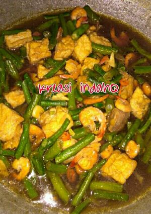 Foto resep Tumis kacang panjang+udang+tahu
