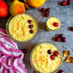 A picture of Fruit Custard in Microwave.