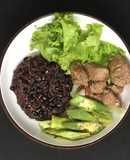 [Giảm cân #D_8] Đà điều xào đậu bắp + Cơm gạo lứt (336calo)