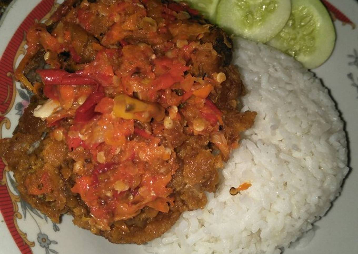 Ayam geprek sambel dadakan