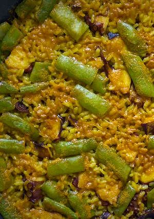Una foto de Arroz con Pulpo y Judías Verdes