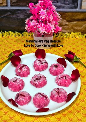 A picture of Rose Coconut Ladoo - Fireless Quick Ladoo In 15 Minutes.