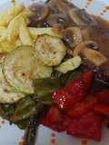 Entrecotte Salsa espanyola amb verdures planxa i patates