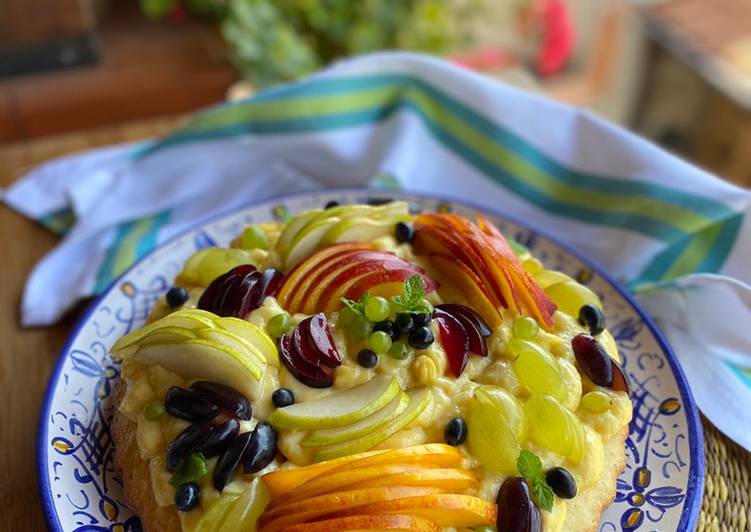 Crostata Morbida alla frutta 🍐🍇🍑 e crema pasticcera all’arancia 🍊