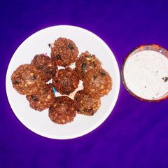 Soya Meal Maker And Bengal Gram Dal Vada Coconut Chutney A picture of Soya Meal Maker And Bengal Gram Dal Vada Coconut Chutney.