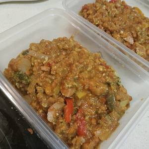 Lentejas de bote guisadas con verduras al microondas