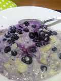 Oatmeal Pisang Blueberries 5 menit saja (sehat tanpa gula)