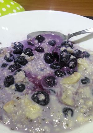 Foto resep Oatmeal Pisang Blueberries 5 menit saja (sehat tanpa gula)