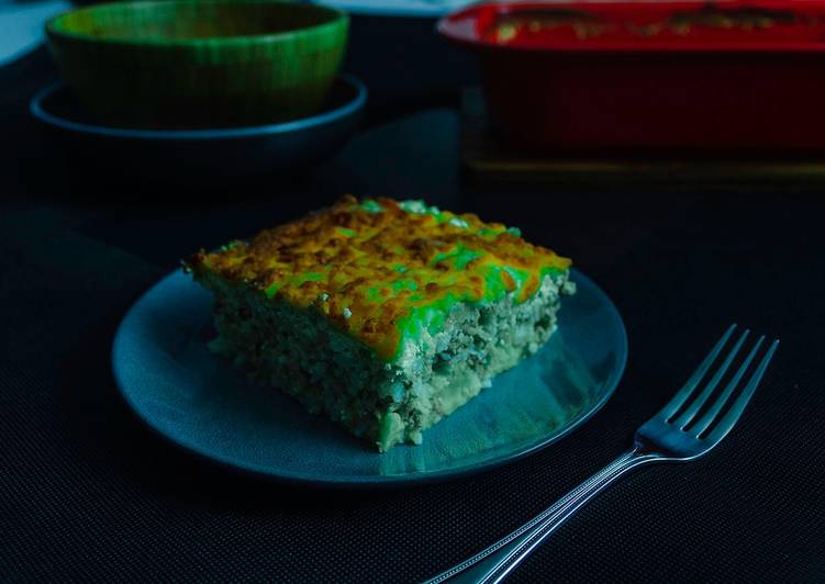 Minced Pork &amp; Rice - Cauliflower Bake