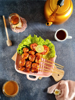 Foto resep Bakso Ayam Bakar Madu saus kacang