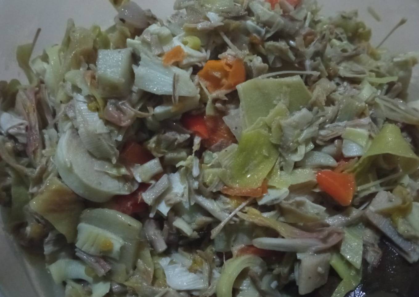 Tumis jantung pisang ekstra pedas