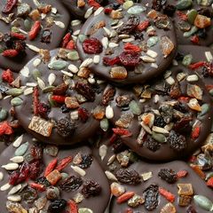 A picture of Vickys Chocolate Bark Buttons, GF DF EF SF NF Vegan.