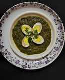 Green gravy with Afghani egg curry